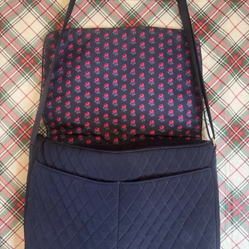 Vera Bradley Navy Quilted Laptop Bag